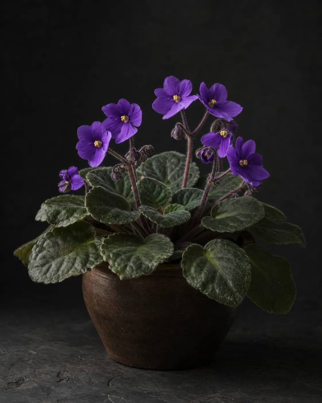 African Violet, a Botanical Nocturne portrait