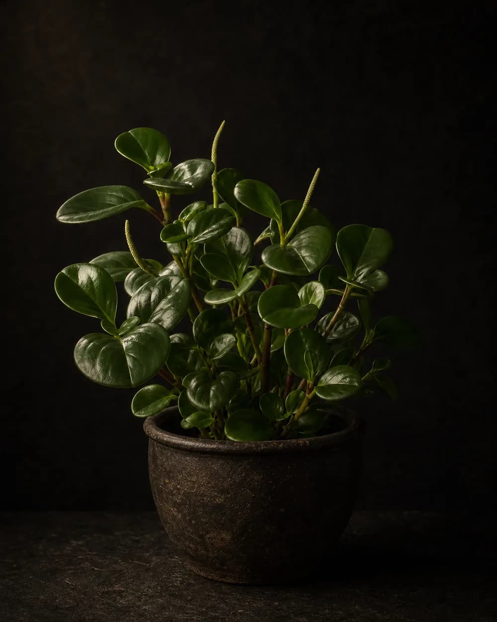 Baby Rubber Plant, a Botanical Nocturne portrait