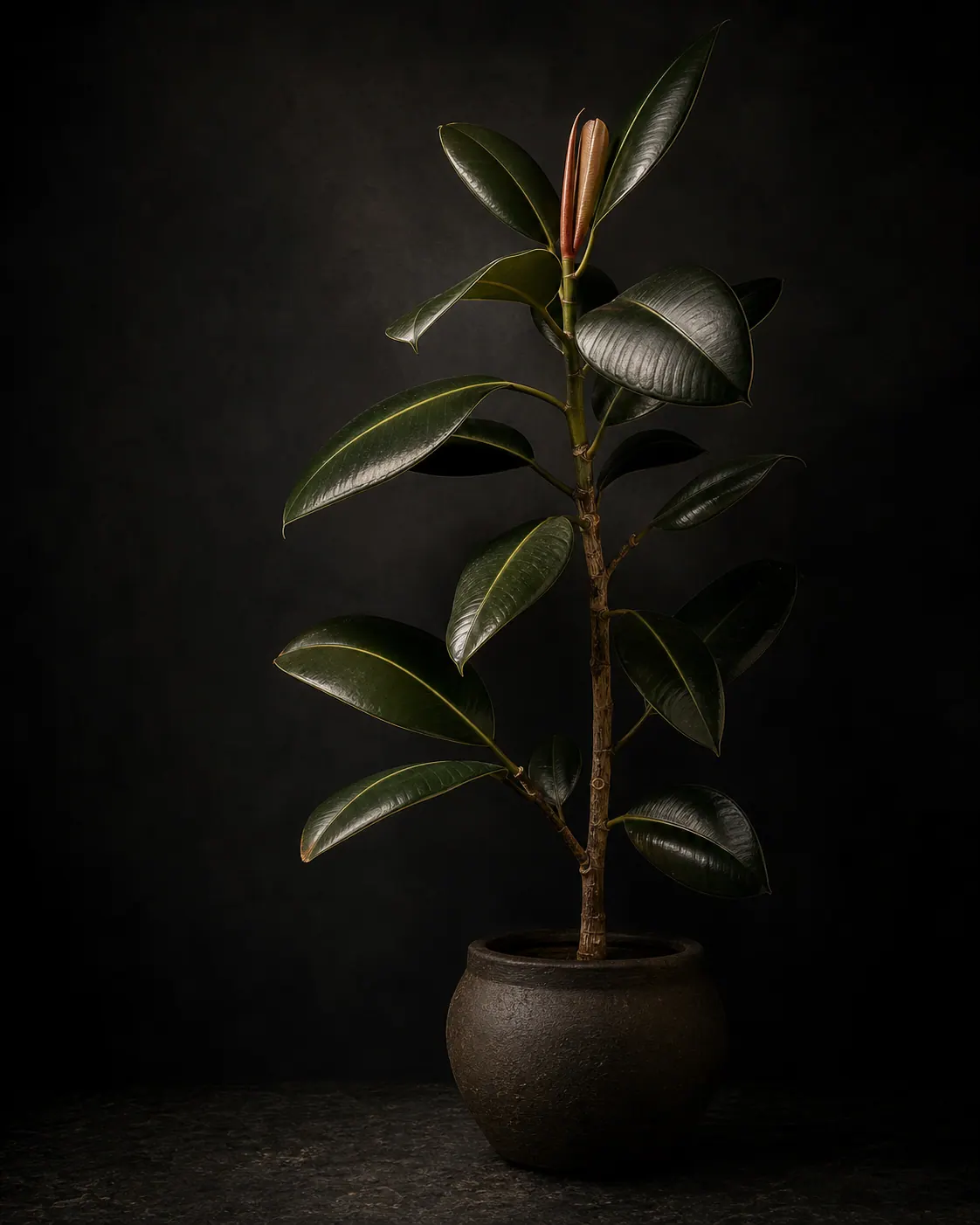 Rubber Plant, a Botanical Nocturne portrait