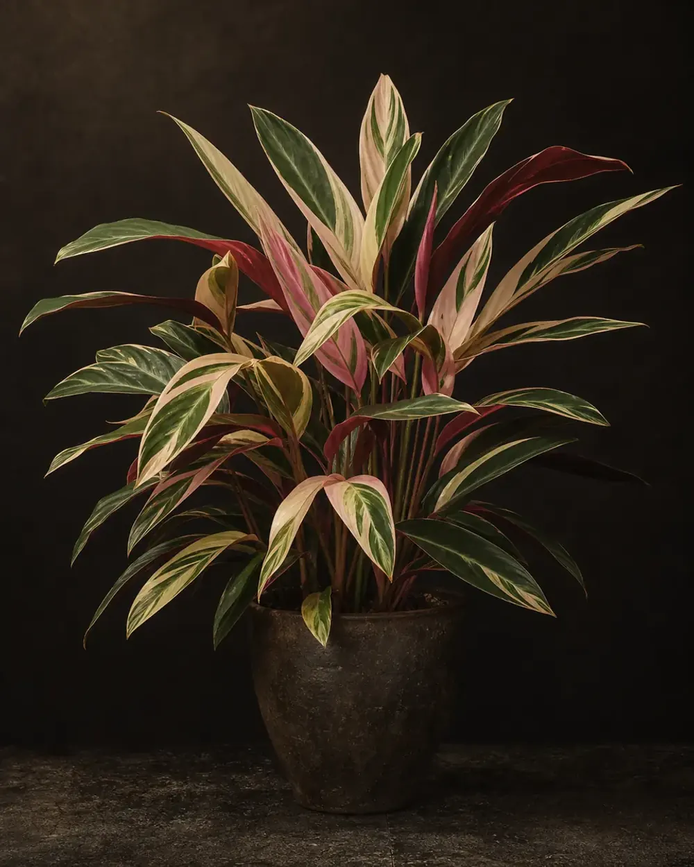 Stromanthe Triostar, a Botanical Nocturne portrait